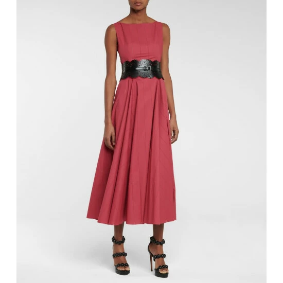 Alaïa Openwork Cotton Poplin Maxi Dress