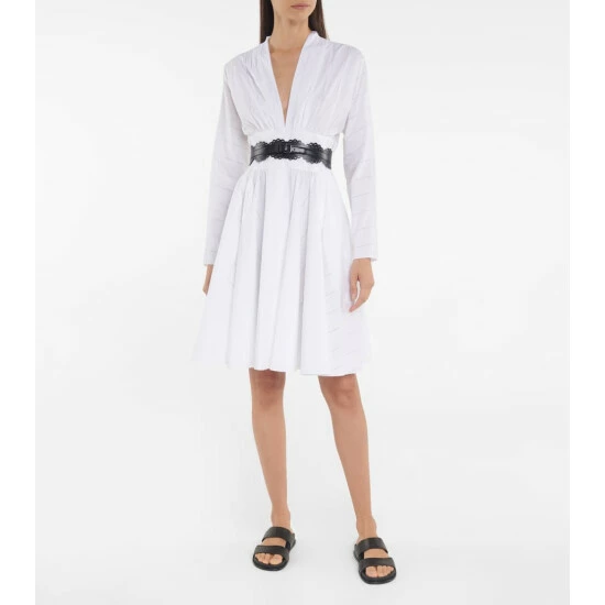 Alaïa Ruched Cotton Poplin Minidress