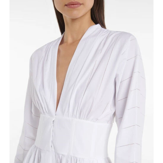 Alaïa Ruched Cotton Poplin Minidress - Image 3