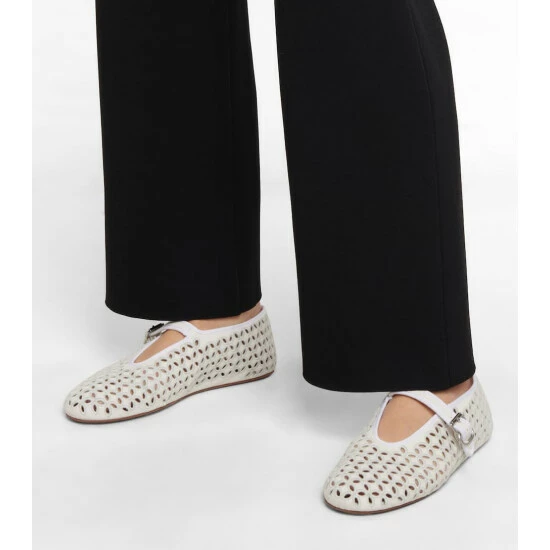Alaïa Openwork Leather Flats - Image 3