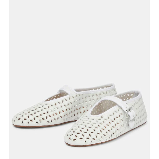 Alaïa Openwork Leather Flats - Image 4