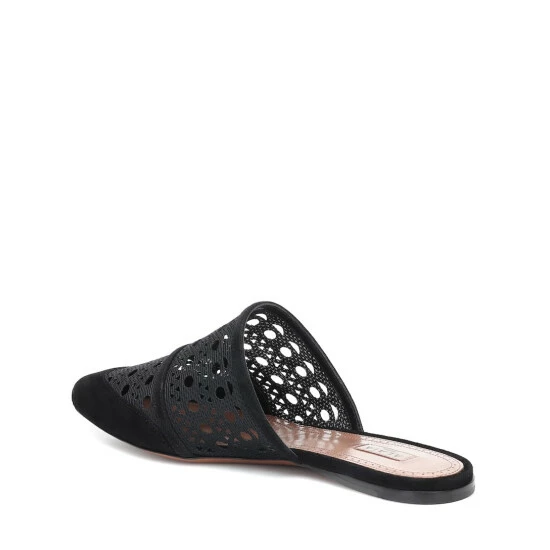 Alaïa Laser-cut Mesh And Suede Slippers - Image 2