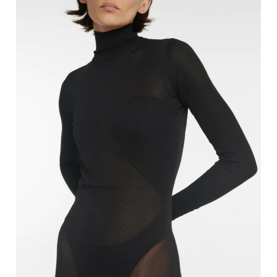 Alaïa Sheer Turtleneck Jersey Maxi Dress - Image 3