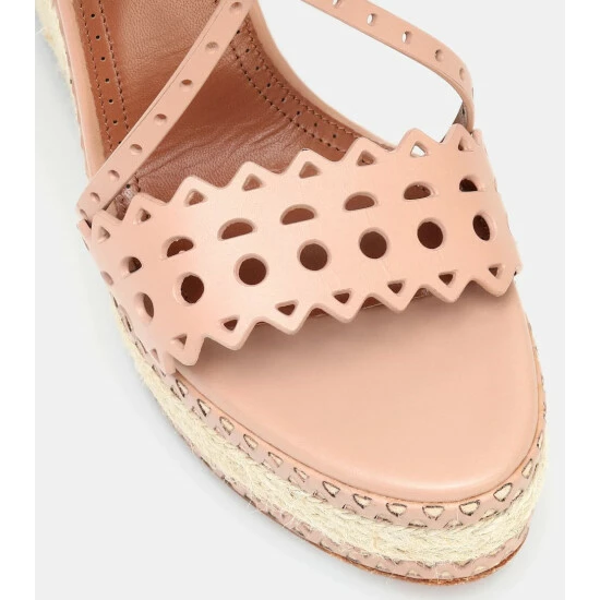 Alaïa Leather Wedge Espadrille Sandals - Image 5