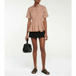 Alaïa Peplum Cotton Poplin Shirt