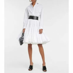 Alaïa Belted Cotton Poplin Shirt