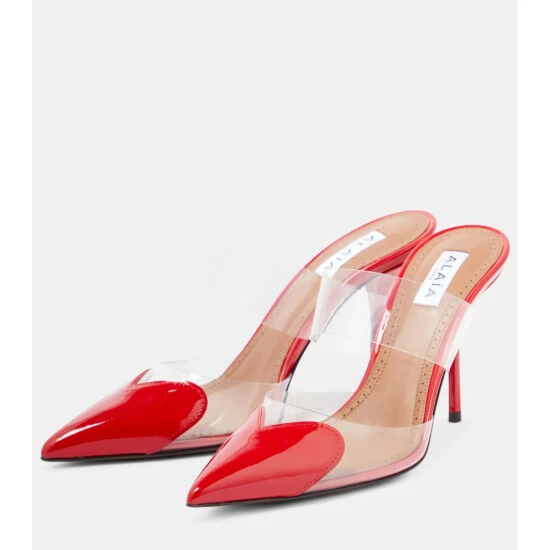 Alaïa Cœur Patent Leather And PU Mules - Image 4
