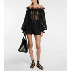 Alaïa Off-shoulder Mesh Blouse