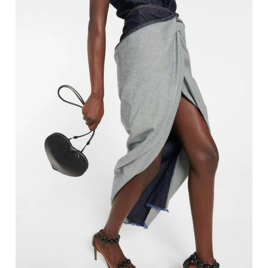 Alaïa Draped Denim Maxi Skirt - Image 3