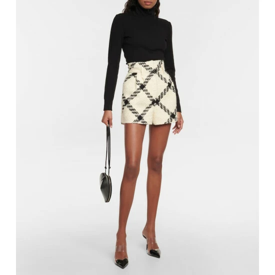 Alaïa Checked Wool And Cotton Shorts