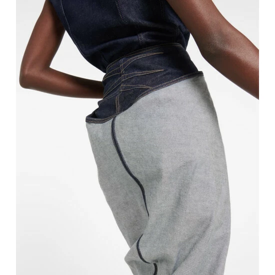 Alaïa Draped Denim Maxi Skirt - Image 4