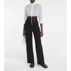 Alaïa Cropped Broderie Anglaise Cotton Shirt
