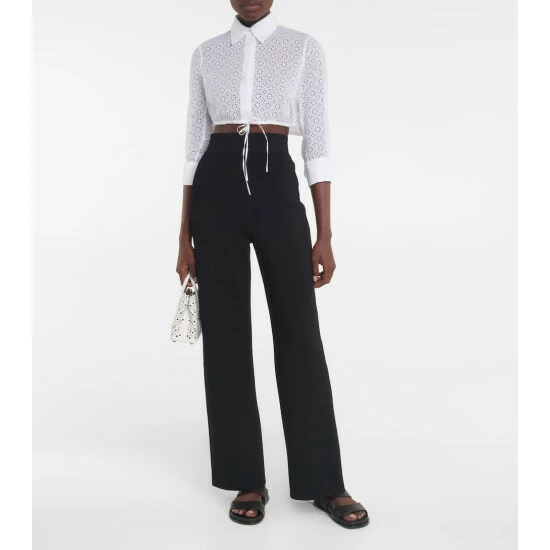 Alaïa Cropped Broderie Anglaise Cotton Shirt