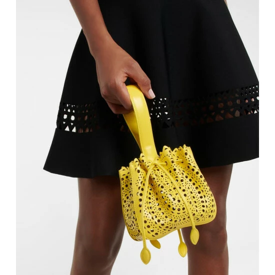 Alaïa Rose Marie Mini Vienne Leather Clutch