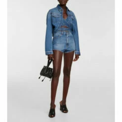 Alaïa Buckled Denim Crop Top