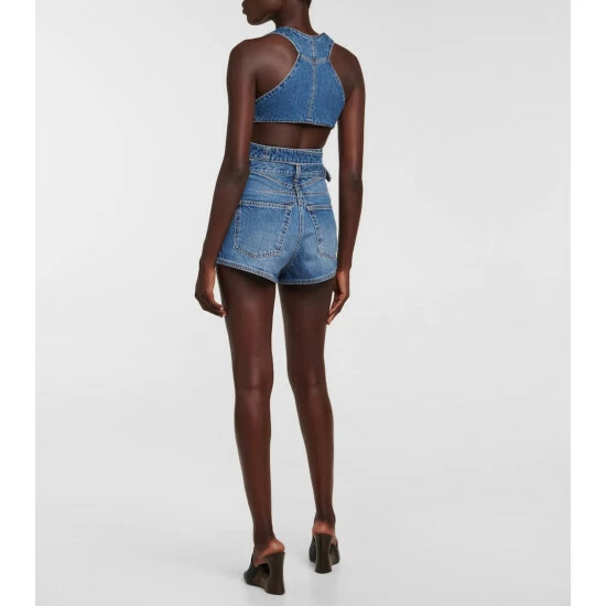 Alaïa Buckled Denim Crop Top - Image 2