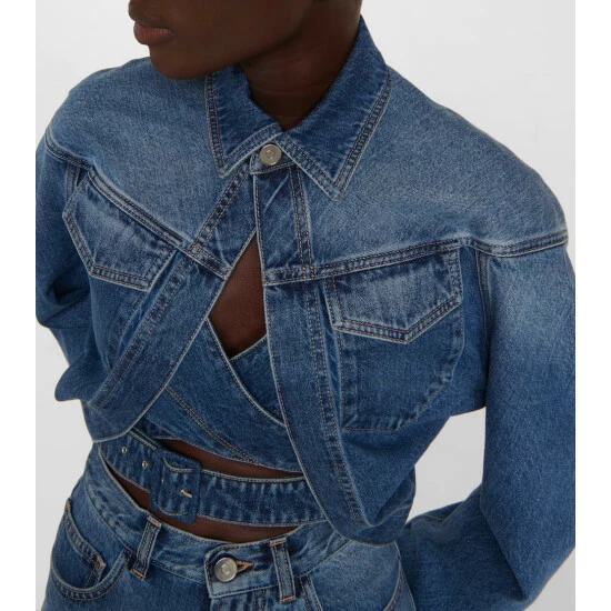 Alaïa Cropped Denim Jacket - Image 3