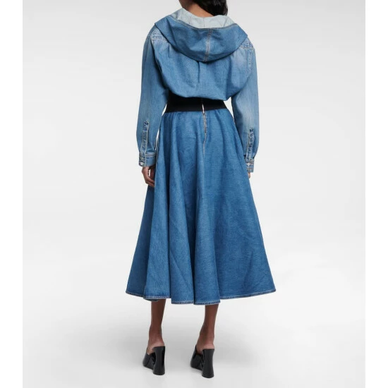Alaïa Belted Denim Midi Skirt - Image 2