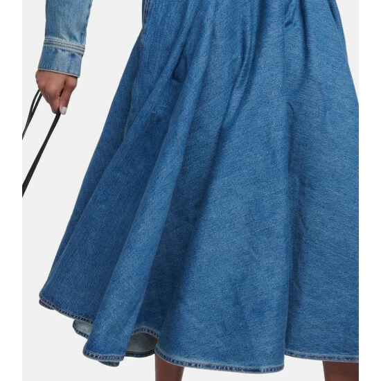 Alaïa Belted Denim Midi Skirt - Image 3