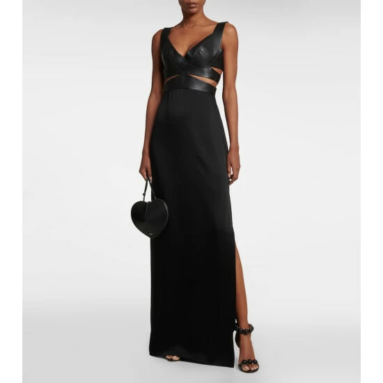 Alaïa Leather-trimmed Cutout Gown