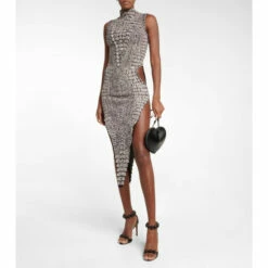 Alaïa Animal-print Halterneck Midi Dress