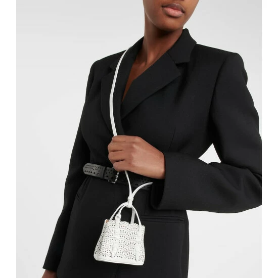 Alaïa Mina Mini Leather Crossbody Bag