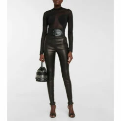 Alaïa Belted High-rise Leather Leggings
