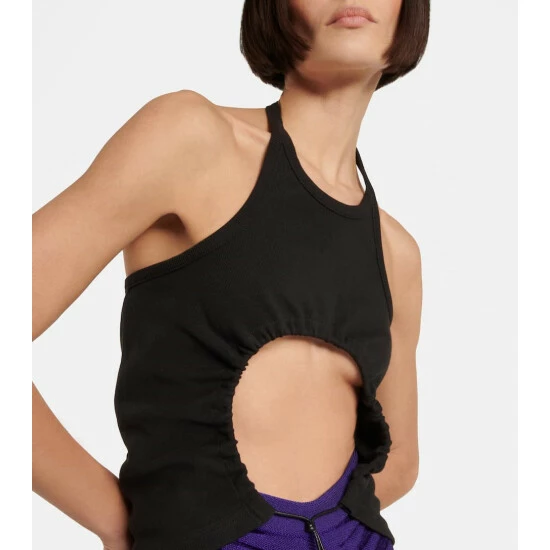 Alaïa Halter Neck Ruched Cotton Top - Image 3