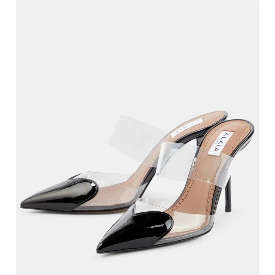 Alaïa Cœur Patent Leather And PU Mules - Image 4