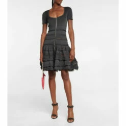 Alaïa Ruffled Knit Midi Dress