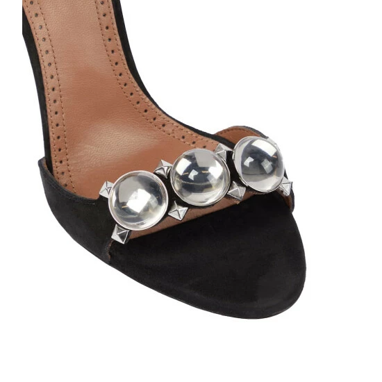 Alaïa La Bombe 110 Embellished Suede Sandals - Image 5