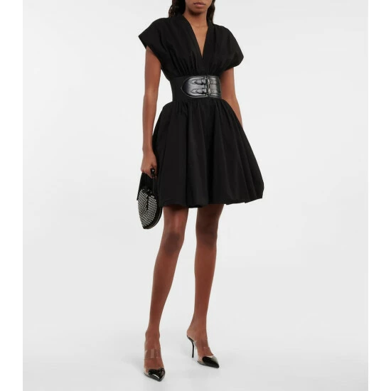 Alaïa Belted Cotton Poplin Minidress