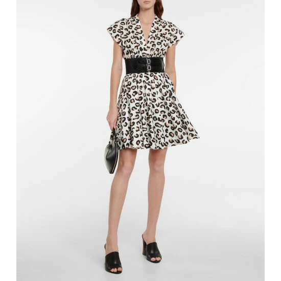 Alaïa Belted Printed Cotton Minidress