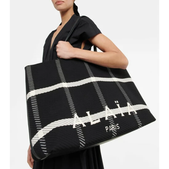 Alaïa Large Checked Tartan Tote Bag