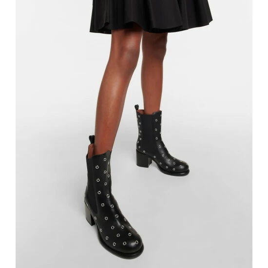 Alaïa Eyelet-embellished Leather Boots - Image 3