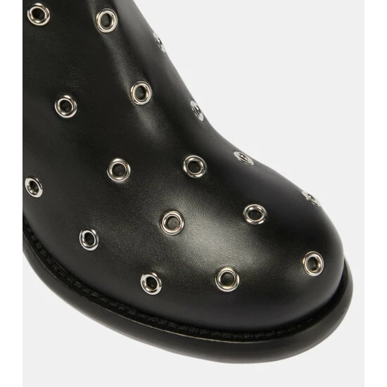 Alaïa Eyelet-embellished Leather Boots - Image 5
