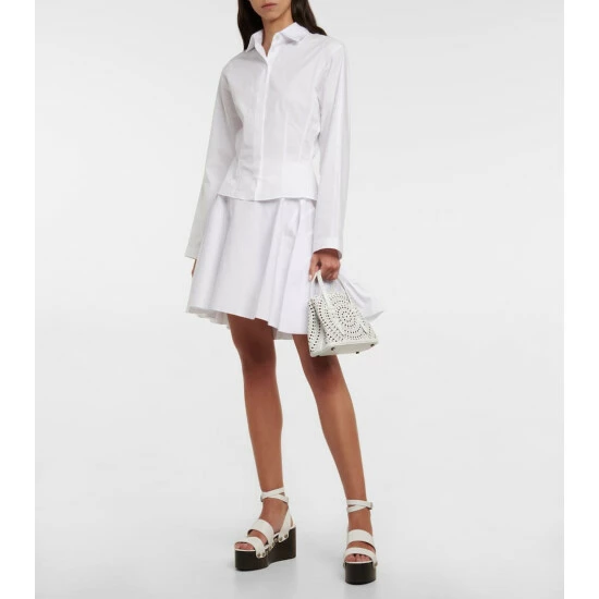 Alaïa Ruffled Cotton Poplin Miniskirt