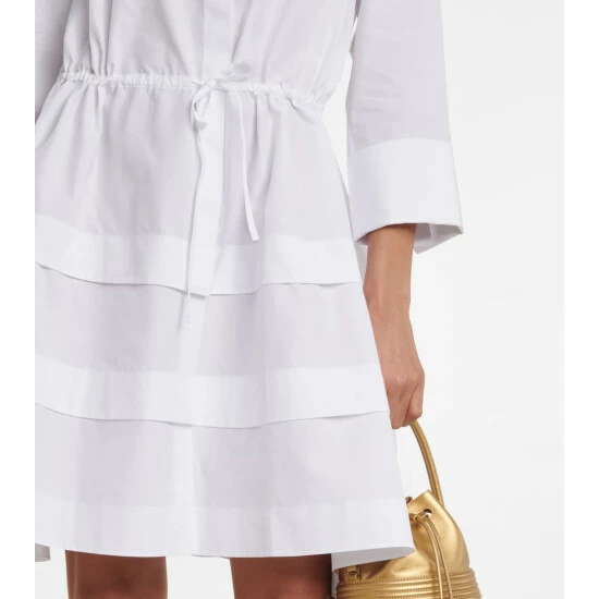 Alaïa Tiered Cutout Cotton Poplin Shirt Dress - Image 4