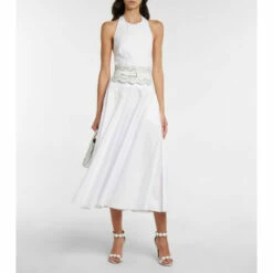 Alaïa Halterneck Cotton Poplin Maxi Dress