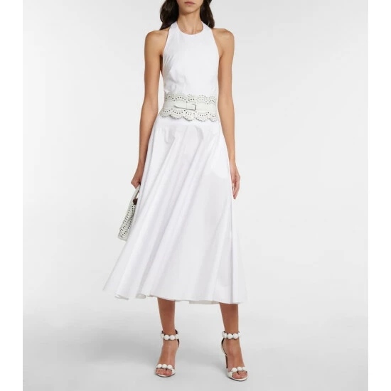 Alaïa Halterneck Cotton Poplin Maxi Dress
