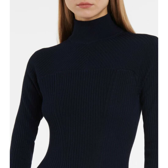 Alaïa Ribbed-knit Wool-blend Midi Dress - Image 3